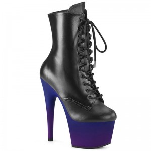 Pleaser Adore-1020BP Stiefel Damen Schwarz Blau | FKPUUYVFJ