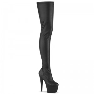 Pleaser Adore-4000 Faux Leather Overknee Stiefel Damen Schwarz | TYKXUMTVZ