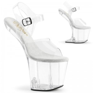 Pleaser Craze-808 Plateau High Heels Damen Clear | LZSMPTMEI