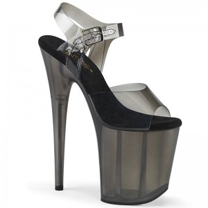 Pleaser Flamingo-808N-T Plateau High Heels Damen Schwarz Grau | ZFVIUFSMP