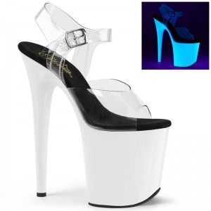 Pleaser Flamingo-808UV Plateau High Heels Damen Weiß | XYWVNGRKP