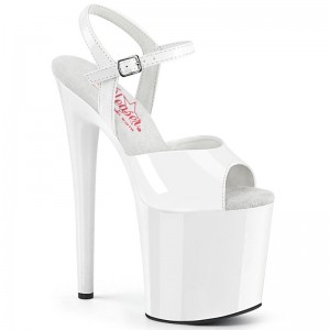 Pleaser Naughty-809 Plateau High Heels Damen Weiß | QYBOFOQWG