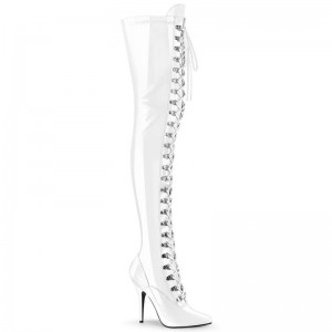 Pleaser Seduce-3024 Overknee Stiefel Damen Weiß | VDZEHBQYT