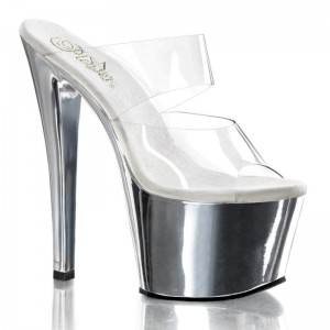 Pleaser Sky-302 Plateau High Heels Damen Silber | ASEMVWFLU