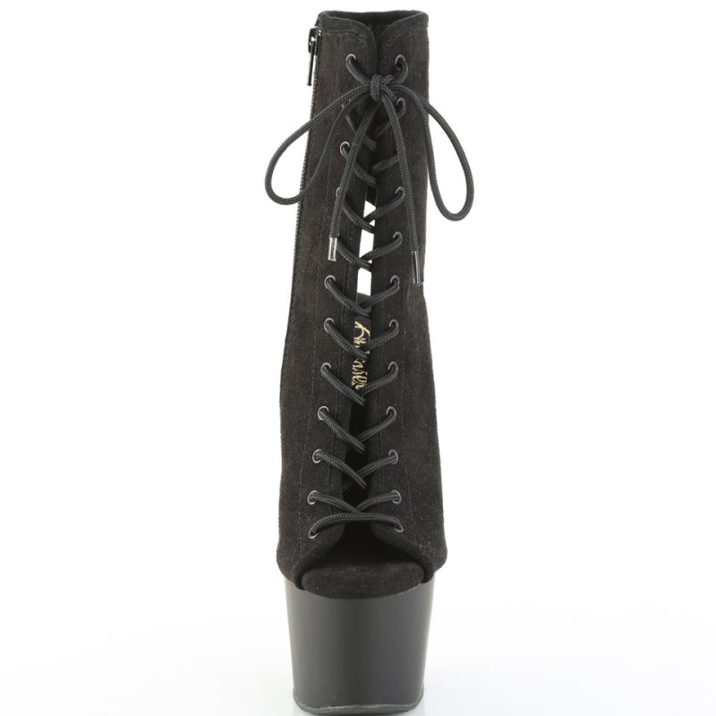 Pleaser Adore-1016 Faux Suede Stiefel Damen Schwarz | CPYWMCSXI