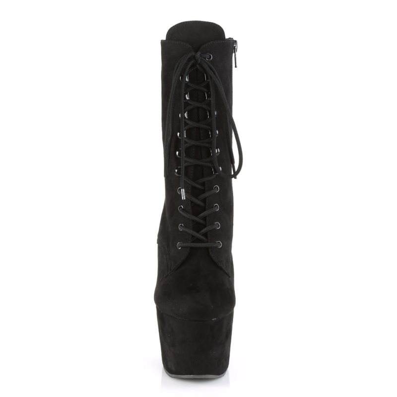 Pleaser Adore-1020FS Faux Suede Stiefel Damen Schwarz | LWSNGMEAH