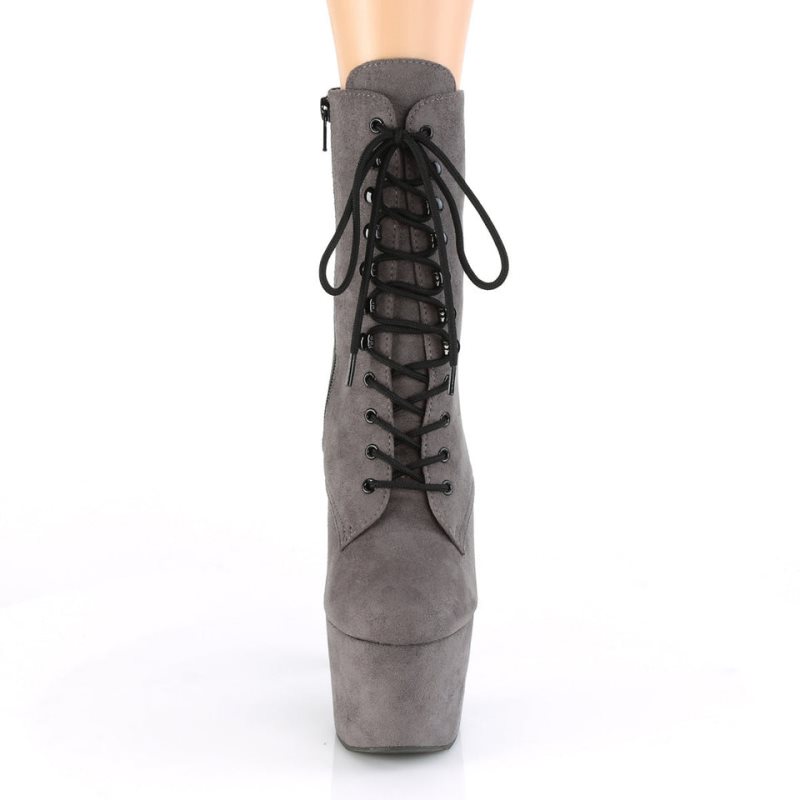 Pleaser Adore-1020FS Faux Suede Stiefel Damen Grau | WZCBYKXEZ