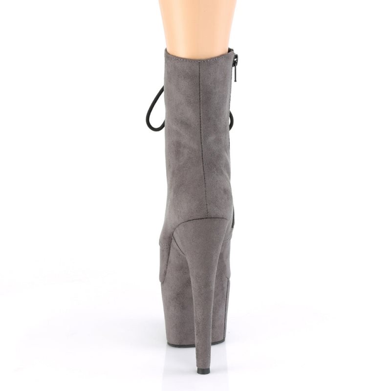 Pleaser Adore-1020FS Faux Suede Stiefel Damen Grau | WZCBYKXEZ