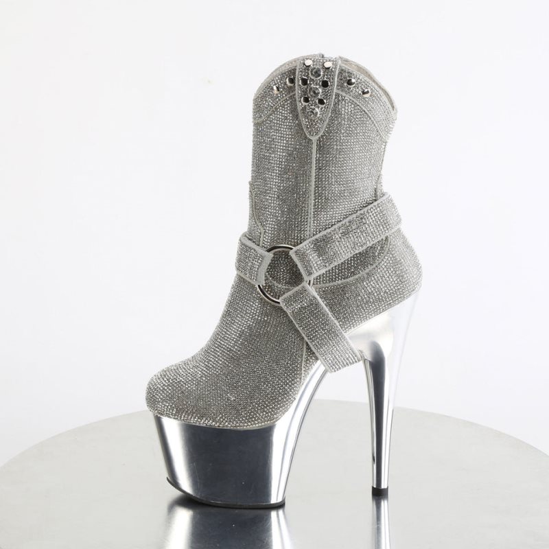 Pleaser Adore-1029CHRS Stiefel Damen Silber | XYEZINTDL