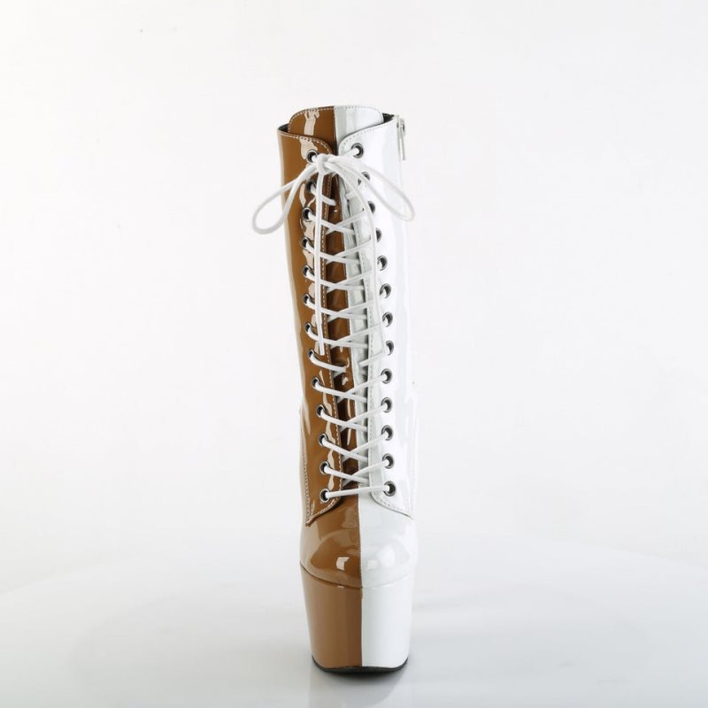 Pleaser Adore-1040TT Stiefel Damen Beige Weiß | FWACTMBZK