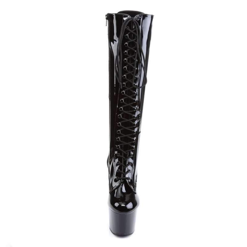Pleaser Adore-2023 Kniehohe Stiefel Damen Schwarz | YVZEBFWVQ
