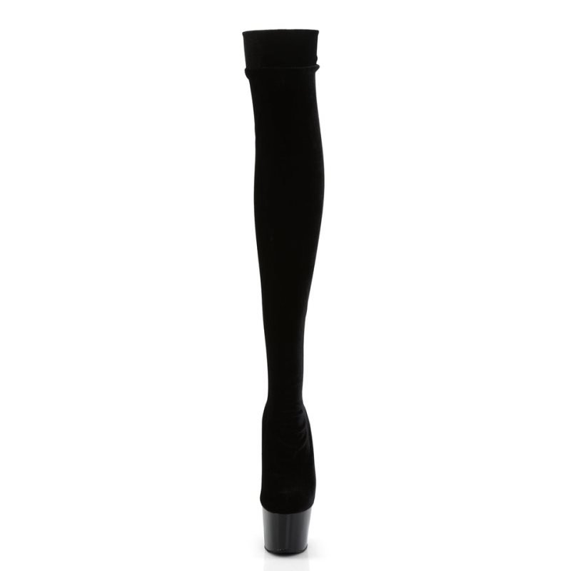 Pleaser Adore-3002 Overknee Stiefel Damen Schwarz | UPXDYLJGB