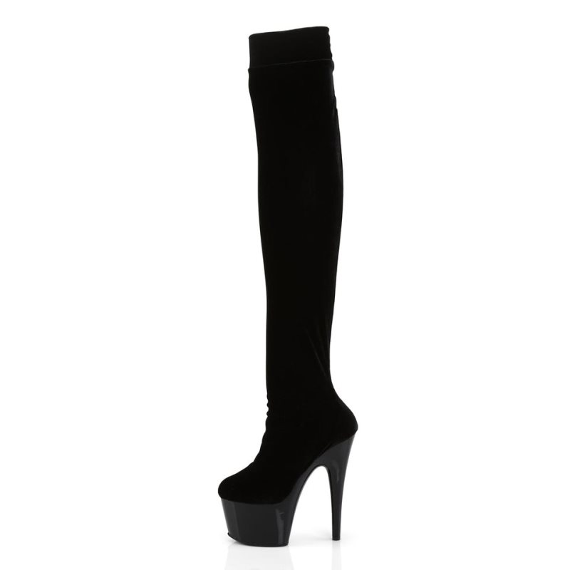 Pleaser Adore-3002 Overknee Stiefel Damen Schwarz | UPXDYLJGB