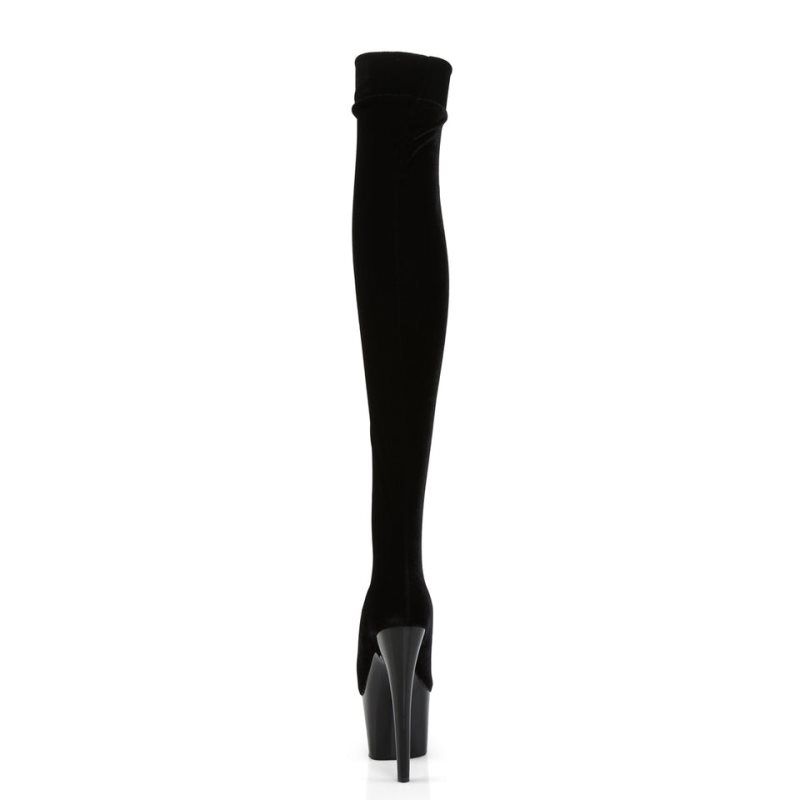 Pleaser Adore-3002 Overknee Stiefel Damen Schwarz | UPXDYLJGB