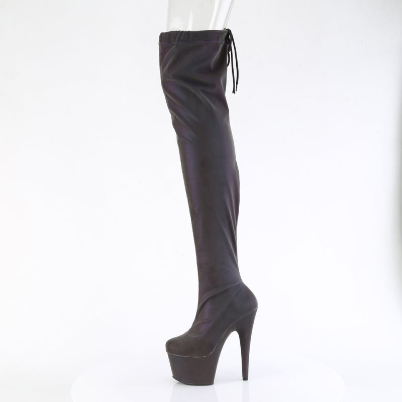 Pleaser Adore-3008REFL Overknee Stiefel Damen Grün Lila | THCAQTHZC
