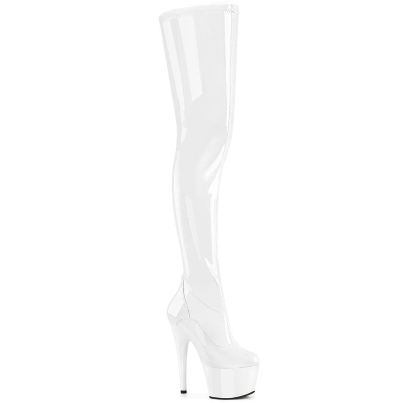 Pleaser Adore-4000 Overknee Stiefel Damen Weiß | OYVAEFVUH