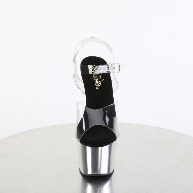 Pleaser Adore-708 Plateau High Heels Damen Silber | DAOFTPBUL