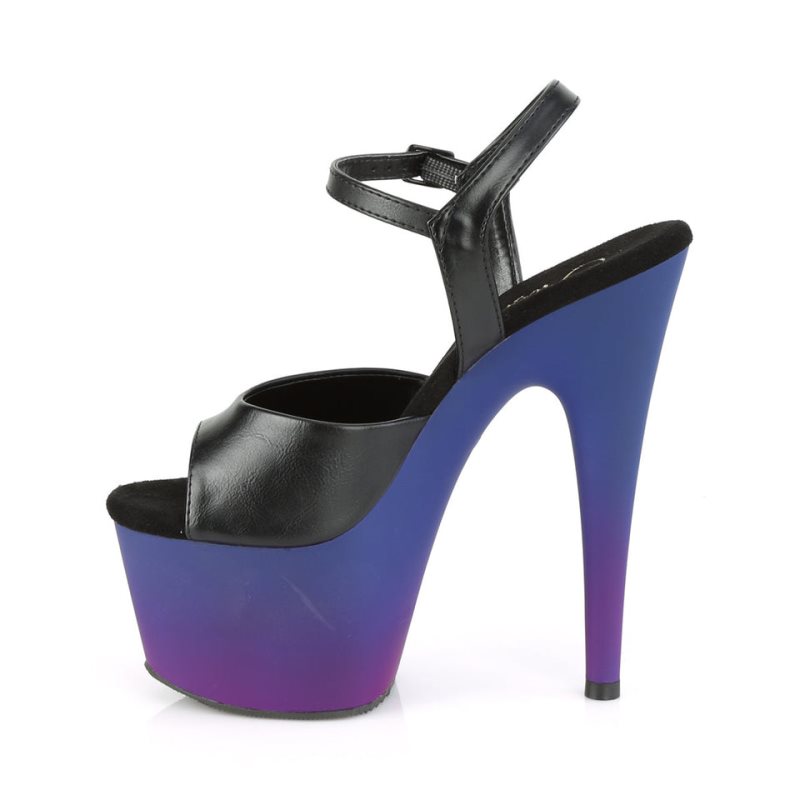 Pleaser Adore-709BP Vegan Leather Plateau High Heels Damen Schwarz Blau | WJPVUNBLI