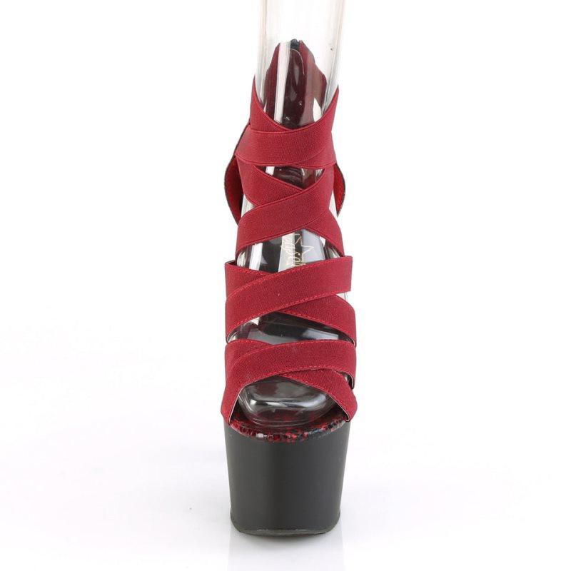 Pleaser Adore-748SP Plateau High Heels Damen Rot Schwarz | MYVIVEJLP