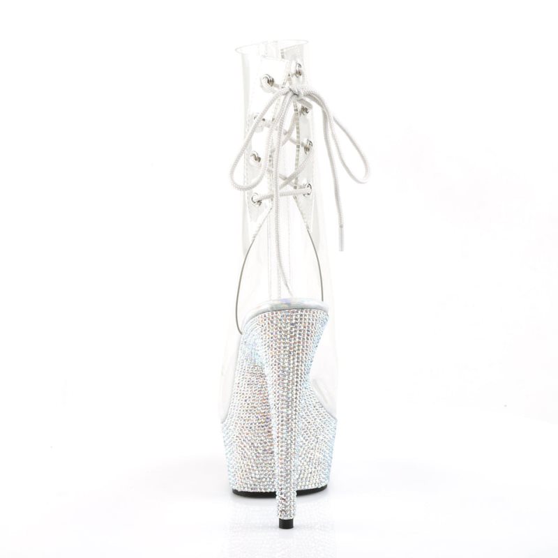 Pleaser Bejeweled-1018DM-6 Stiefel Damen Silber | OPEMUINTA