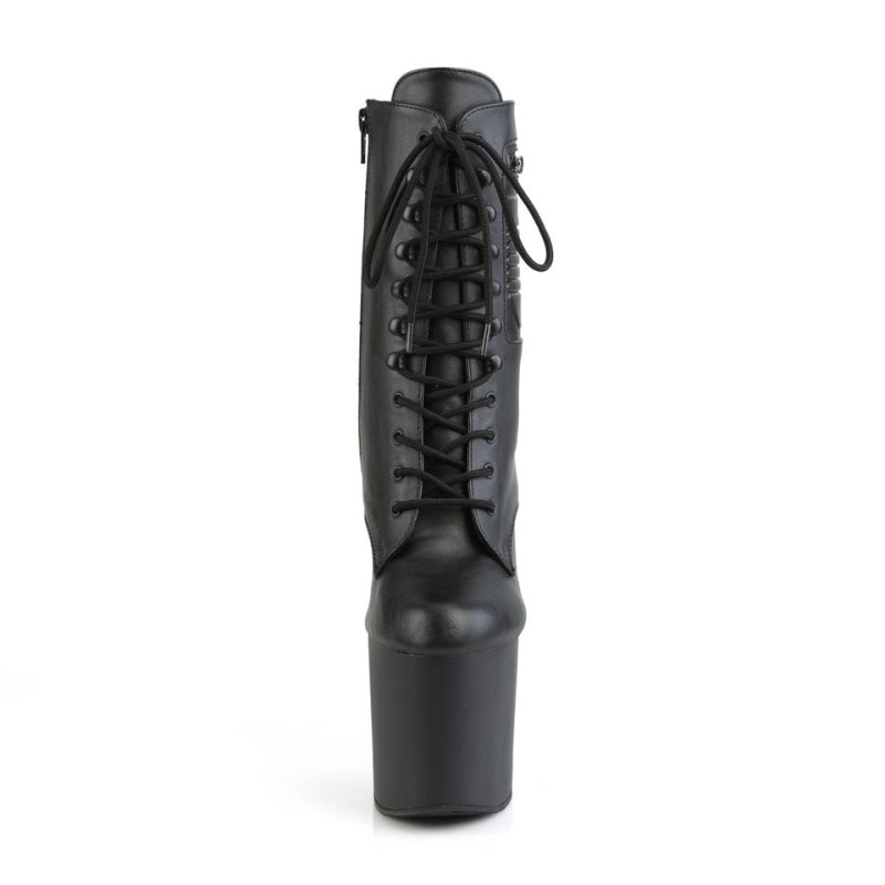 Pleaser Bondgirl-1020PK Vegan Leather Stiefel Damen Schwarz | XAFNLQNWY