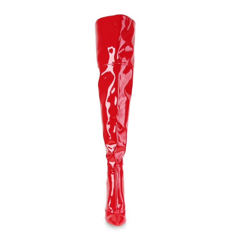 Pleaser Courtly-3012 Overknee Stiefel Damen Rot | UVSBLFNMX