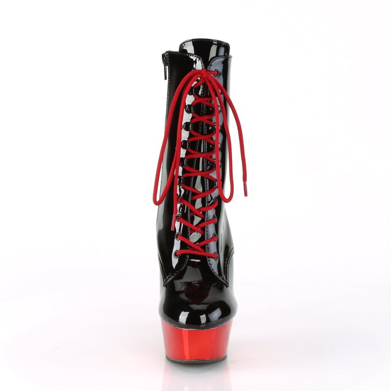 Pleaser Delight-1020 Stiefel Damen Schwarz Rot | GIKYIDKYU