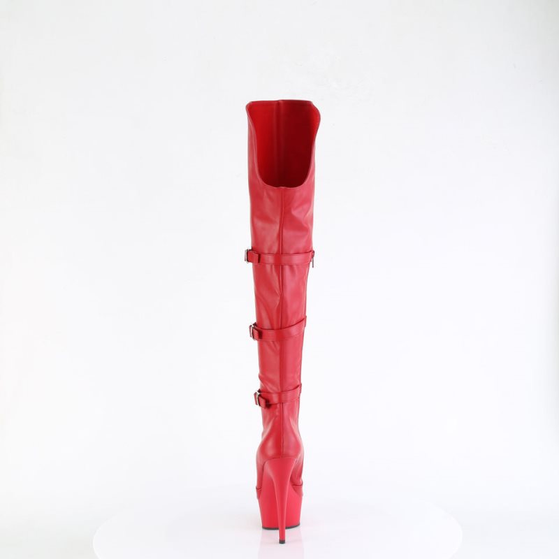 Pleaser Delight-3018 Vegan Leather Overknee Stiefel Damen Rot | XGJUNQXZC