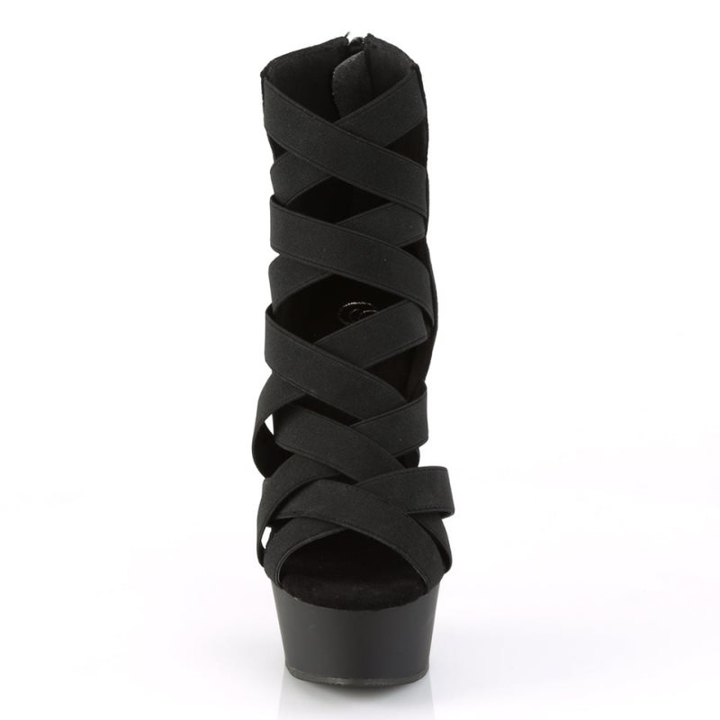 Pleaser Delight-600-24 Suede Plateau High Heels Damen Schwarz | VENIITNGY
