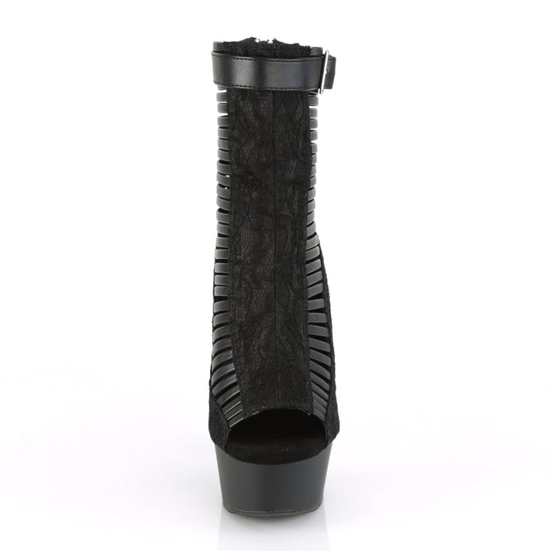 Pleaser Delight-600-27LC Vegan Leather Stiefel Damen Schwarz | ZHYPWGELO
