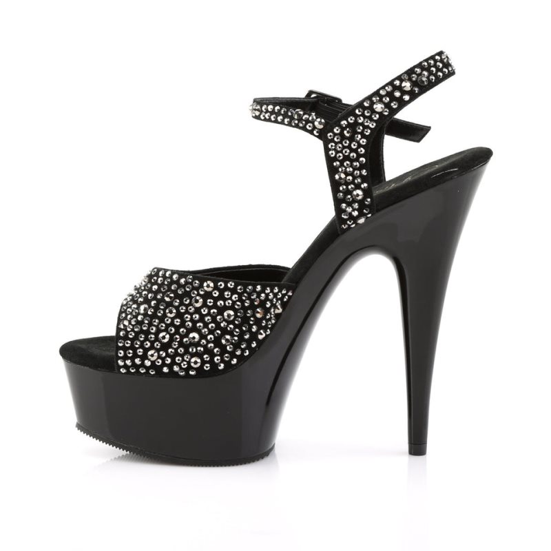 Pleaser Delight-609RS Suede Plateau High Heels Damen Schwarz | GLOPKGZRV
