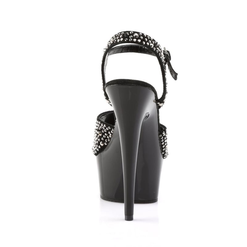 Pleaser Delight-609RS Suede Plateau High Heels Damen Schwarz | GLOPKGZRV