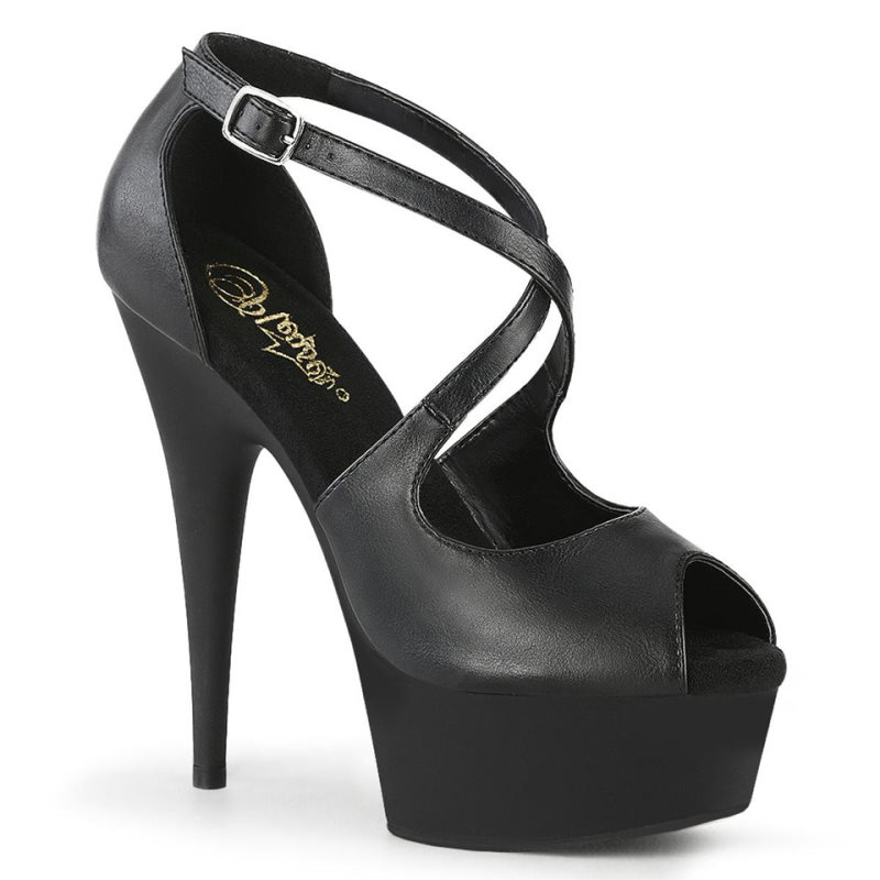 Pleaser Delight-621 Vegan Leather Plateau High Heels Damen Schwarz | AYGUWPVAY