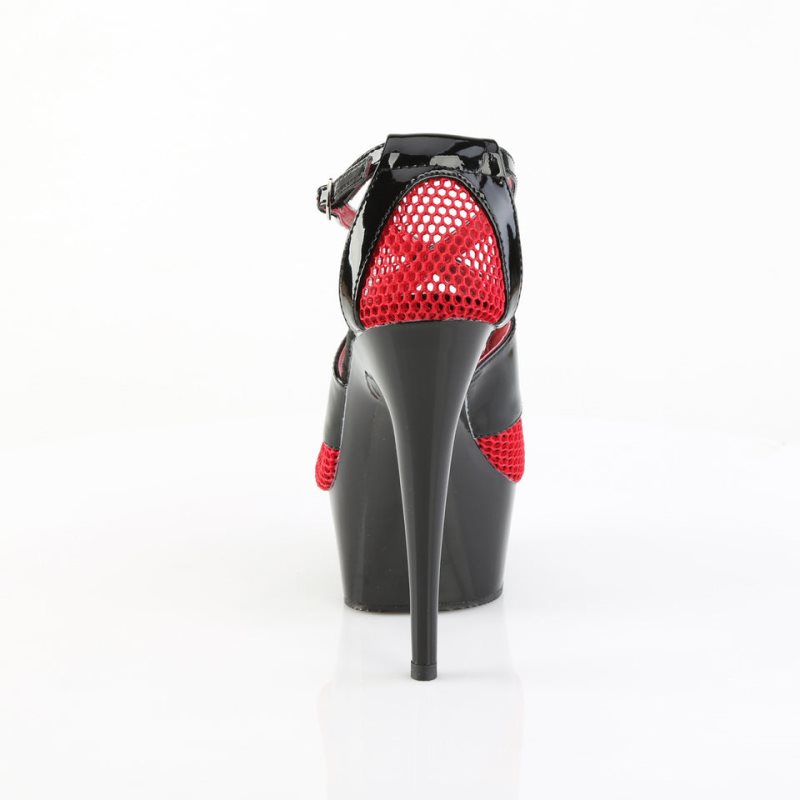 Pleaser Delight-652-1 Plateau High Heels Damen Schwarz Rot | MWPNGXKRL