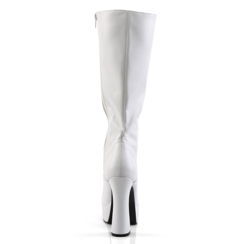 Pleaser Electra-2020 Vegan Leather Kniehohe Stiefel Damen Weiß | TXCPRKYOW
