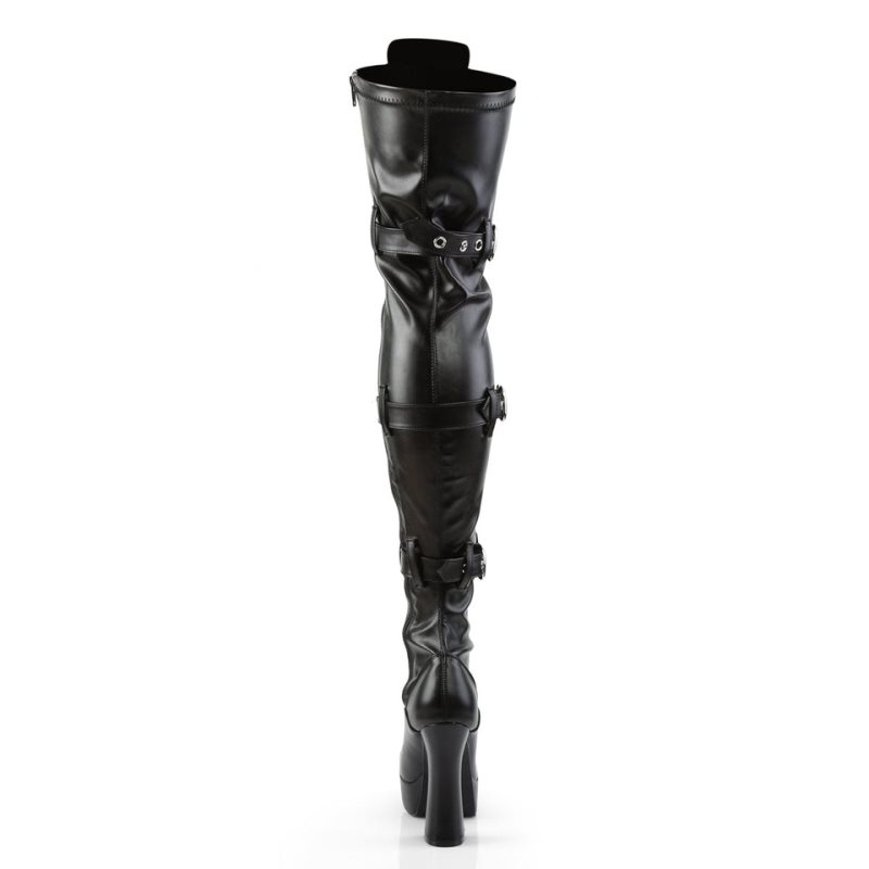 Pleaser Electra-3028 Vegan Leather Overknee Stiefel Damen Schwarz | JPISVDJLP