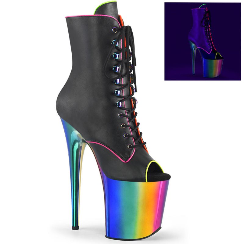 Pleaser Flamingo-1021RC-02 Stiefel Damen Schwarz Mehrfarbig | BCMTAZCNJ