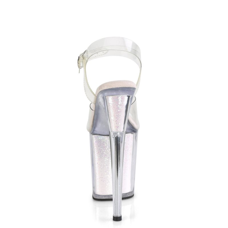 Pleaser Flamingo-808G Plateau High Heels Damen Weiß | HVXKQNFAI