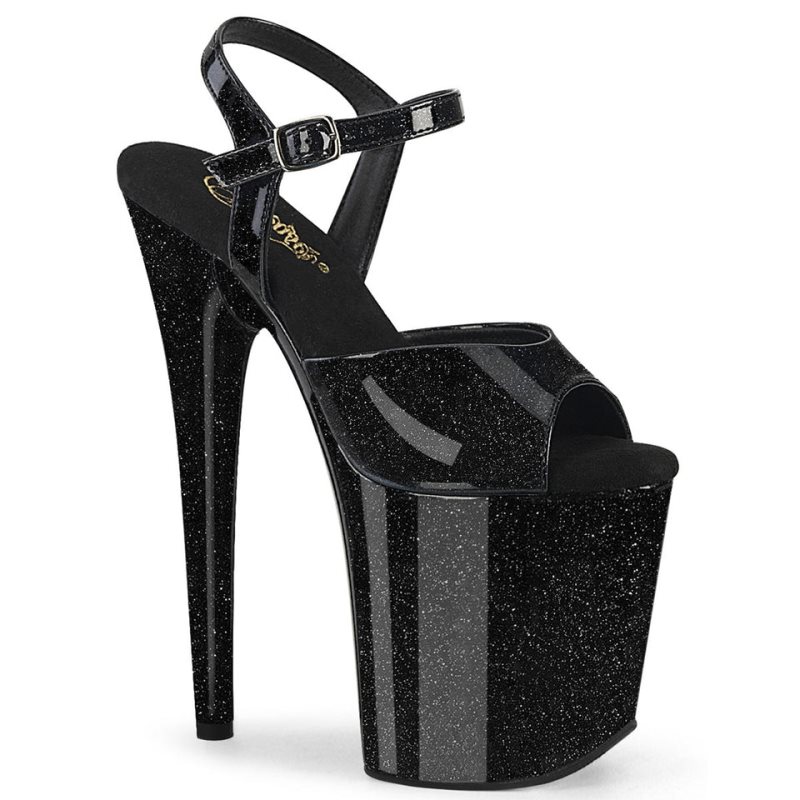 Pleaser Flamingo-809GP Plateau High Heels Damen Schwarz | KZQCNDCBE