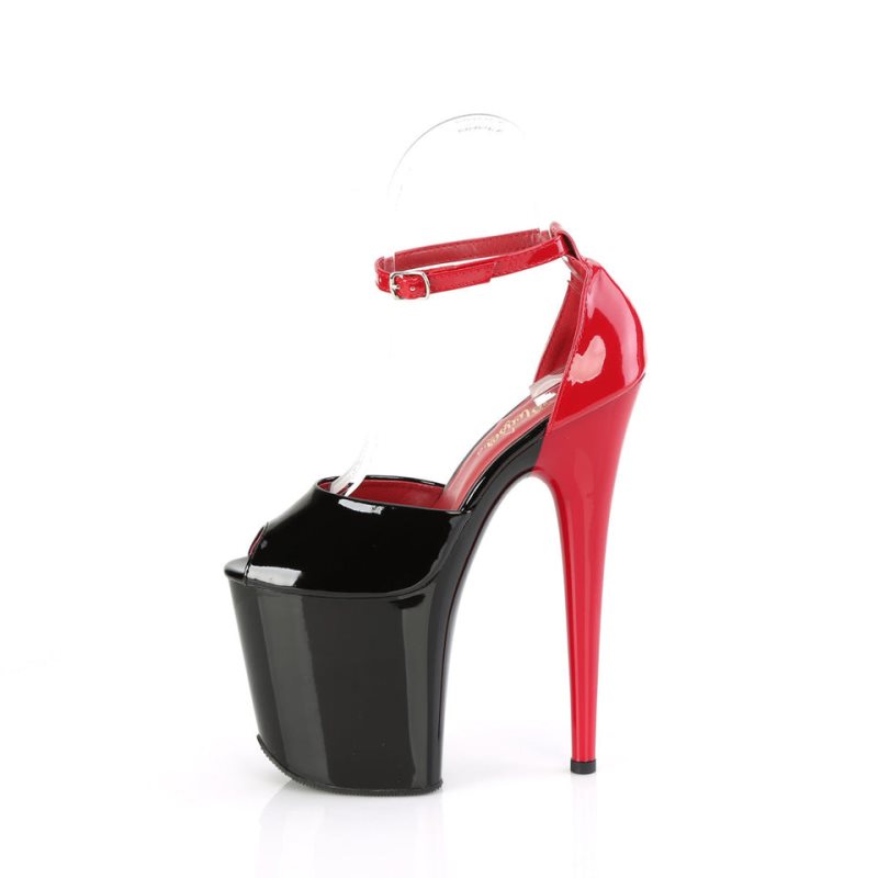 Pleaser Flamingo-868 Plateau High Heels Damen Schwarz Rot | NJBOEHDMS