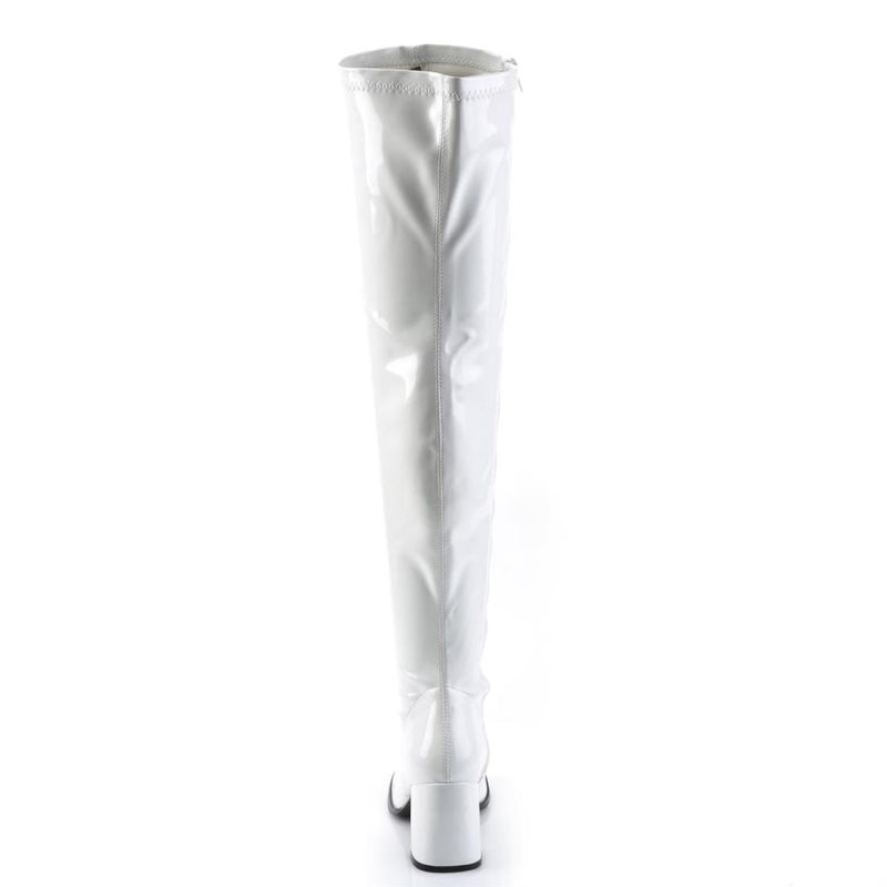 Pleaser Gogo-3000 Overknee Stiefel Damen Weiß | NSXRJARGB