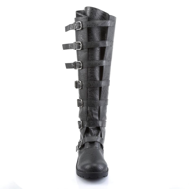 Pleaser Gotham-110 Vegan Leather Kniehohe Stiefel Herren Schwarz | KPVLZELKB