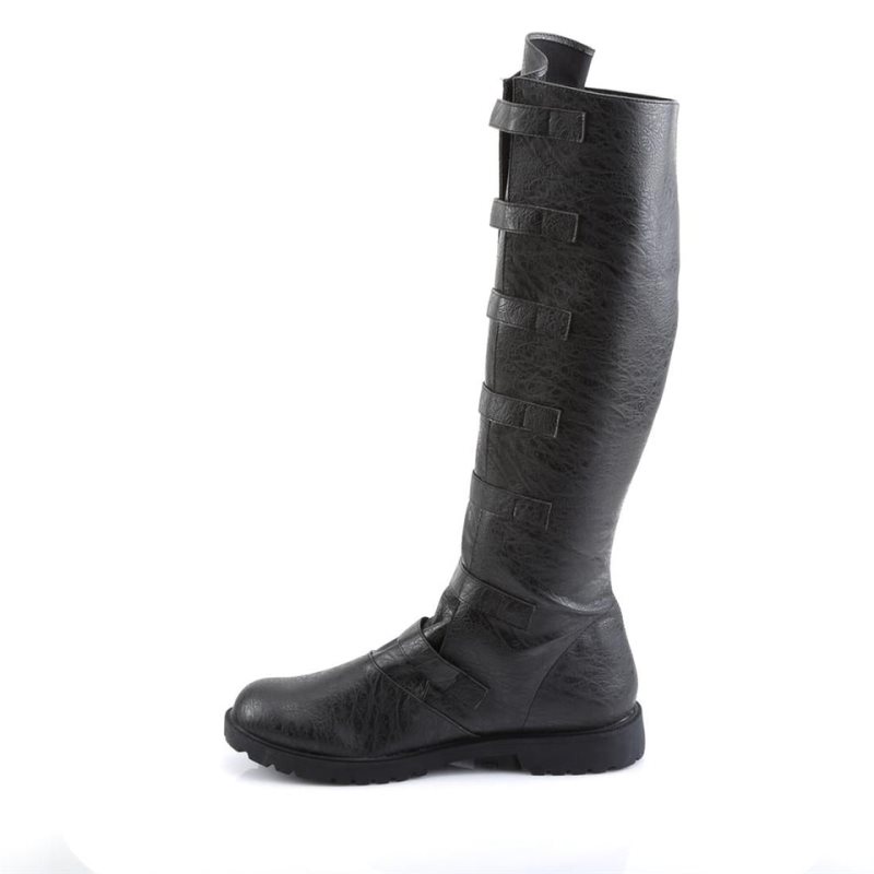 Pleaser Gotham-110 Vegan Leather Kniehohe Stiefel Herren Schwarz | KPVLZELKB