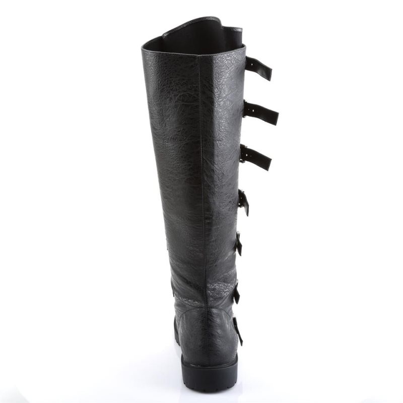 Pleaser Gotham-110 Vegan Leather Kniehohe Stiefel Herren Schwarz | KPVLZELKB
