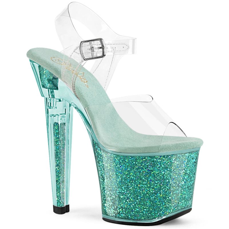 Pleaser Lovesick-708SG Plateau High Heels Damen Blau | PMVIJZVYT