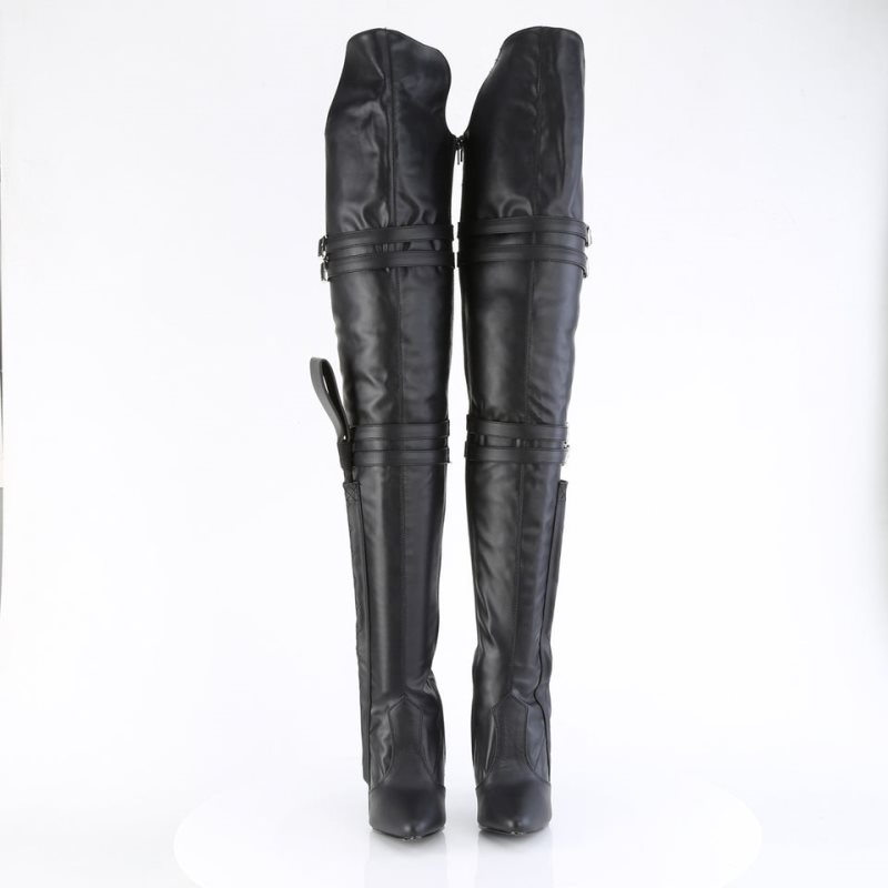 Pleaser Seduce-3080 Vegan Leather Overknee Stiefel Damen Schwarz | MHDLDVXOW