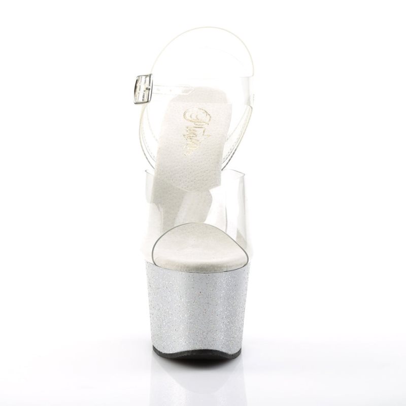 Pleaser Sky-308MG Plateau High Heels Damen Silber | VETYYTKJO
