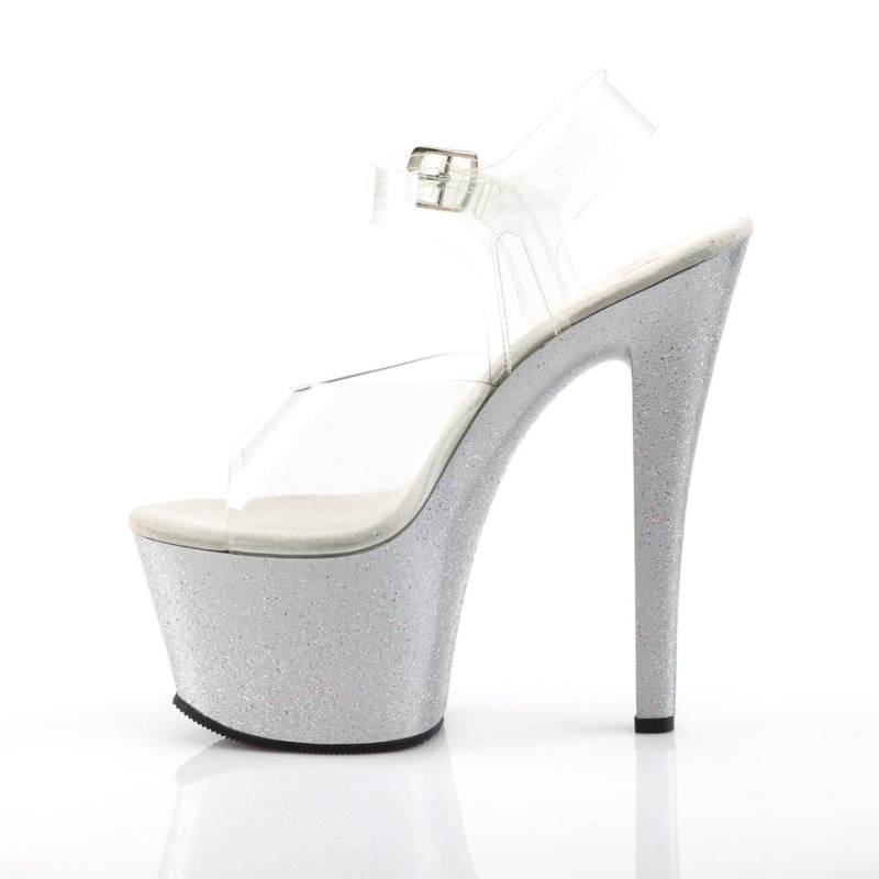 Pleaser Sky-308MG Plateau High Heels Damen Silber | VETYYTKJO