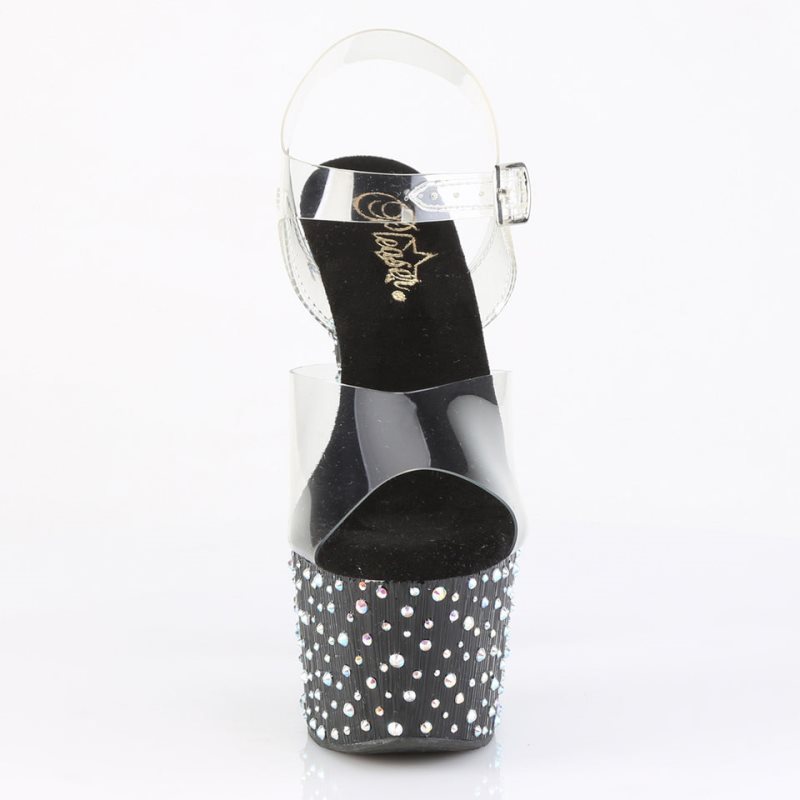 Pleaser Stardance-708 Rhinestones Plateau High Heels Damen Mehrfarbig | YZBRIFVGA
