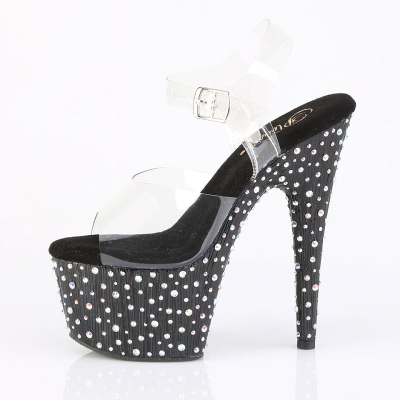 Pleaser Stardance-708 Rhinestones Plateau High Heels Damen Mehrfarbig | YZBRIFVGA